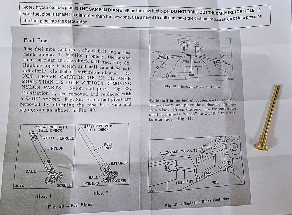 293700 Briggs Pipe Fuel Check valve NEW