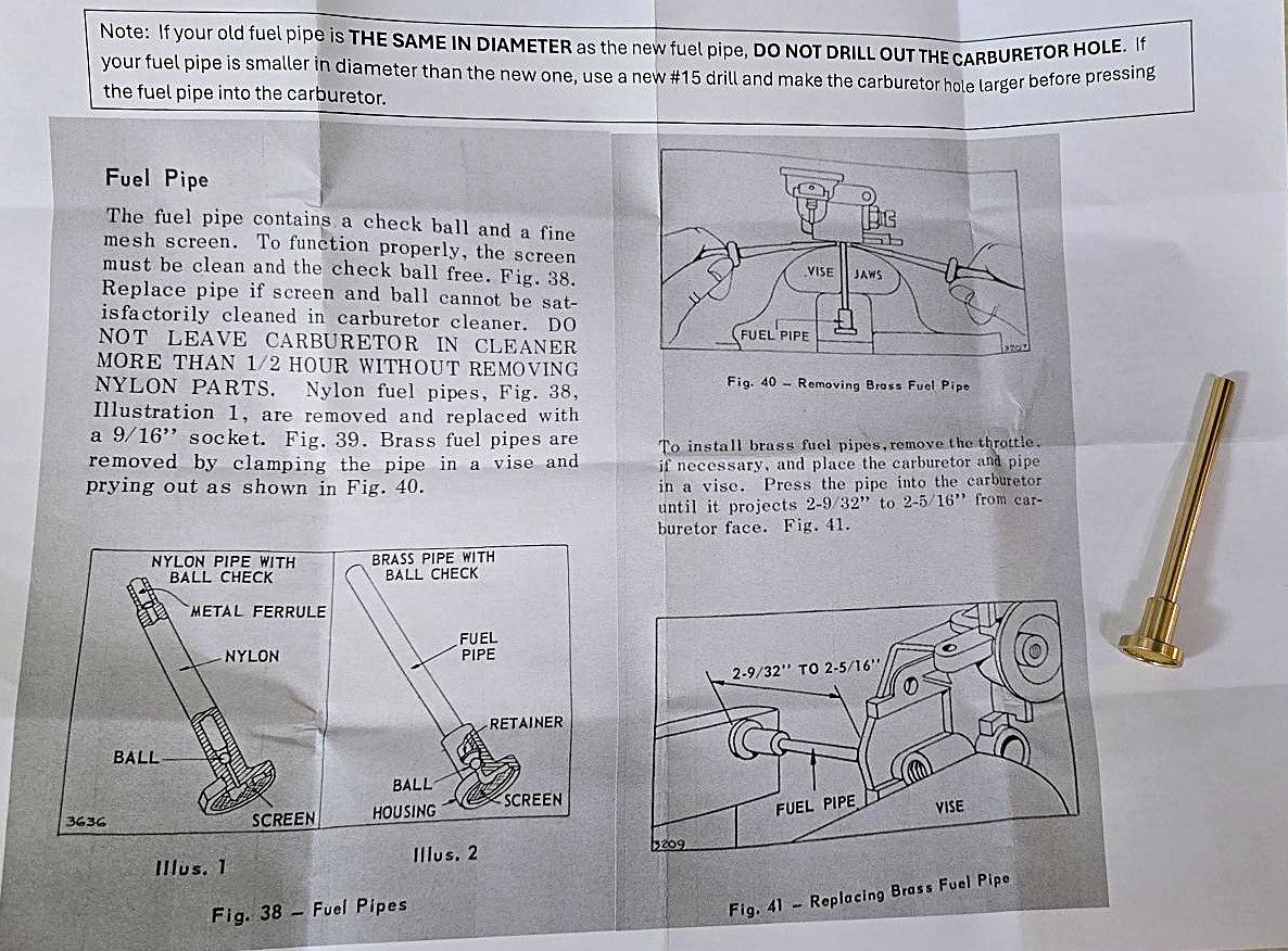 293700 Briggs Pipe Fuel Check valve NEW