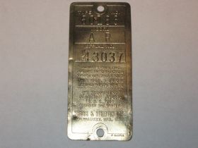 Antique Briggs Serial Tag AR 13037