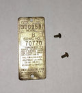 Antique Briggs Model B Serial Tag 70770